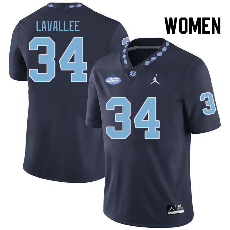 Women #34 Caleb LaVallee North Carolina Tar Heels College Football Jerseys Stitched Sale-Navy